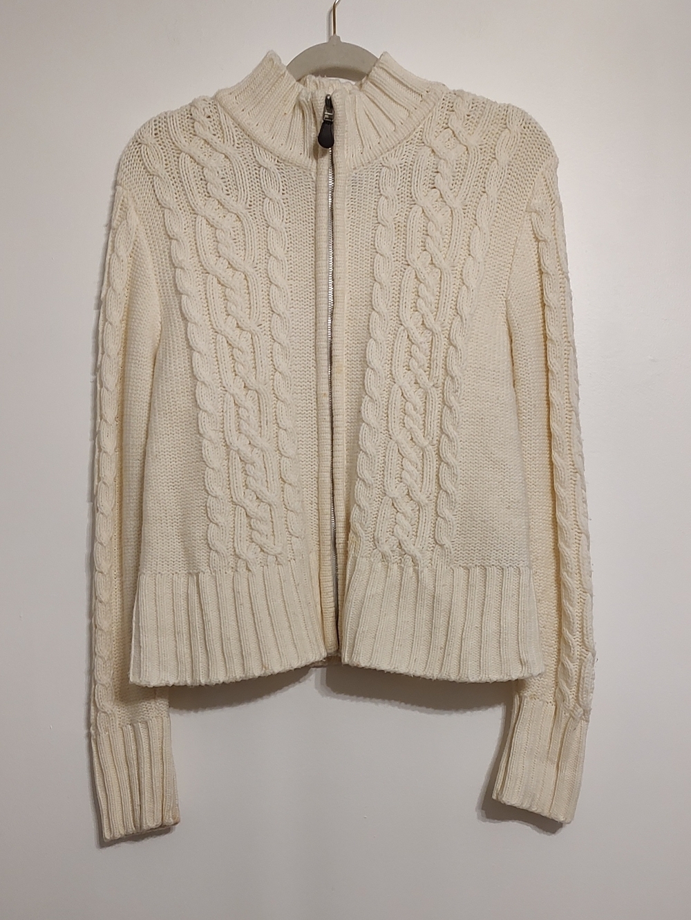 Route 66 Cream Cable Zip-Up Cardigan